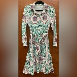 N by Nancy floral ruffled shirt dress